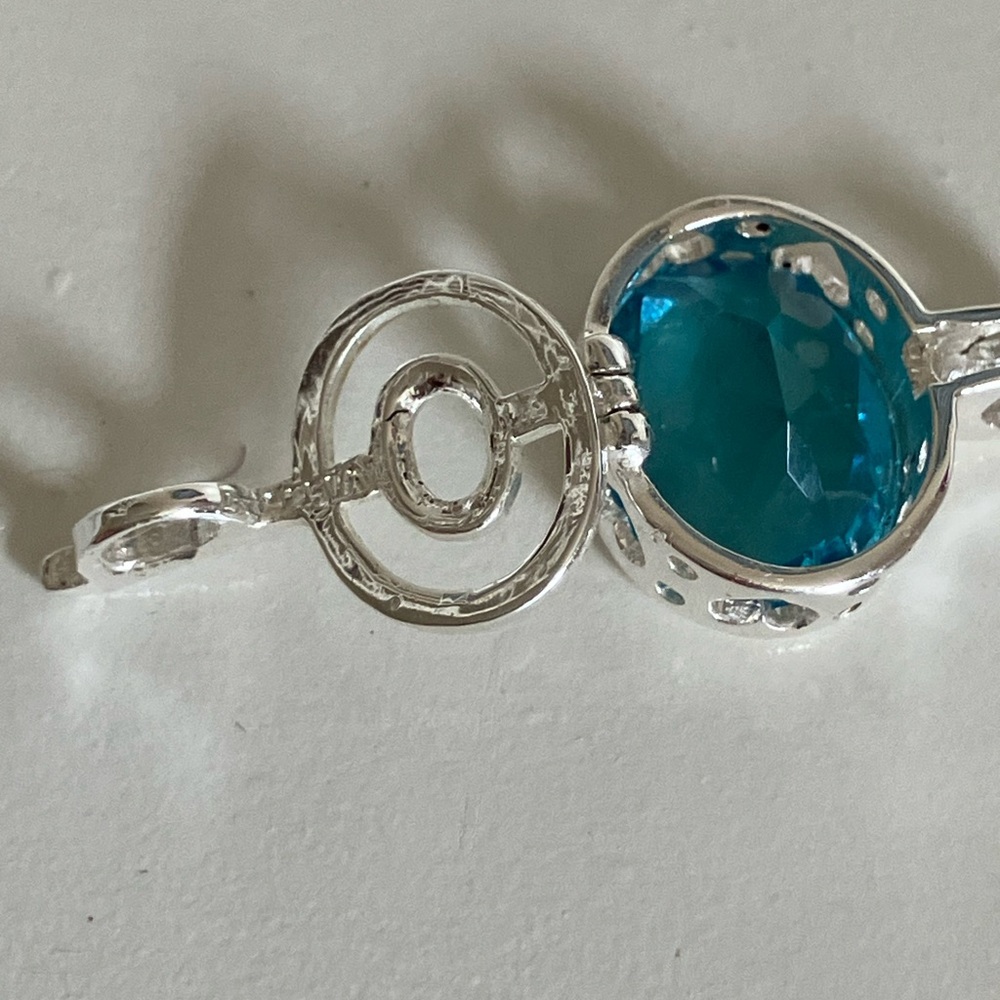 925 Sterling Silver Necklace With Topaz Gemstone 16 inches - Picture 6 of 8